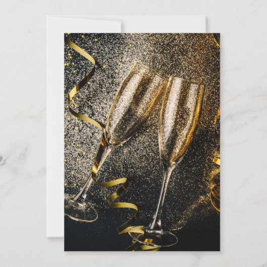 Champagne Flutes nieuwjaarsviering uitnodiging (Achterkant)