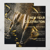 Champagne Flutes nieuwjaarsviering uitnodiging (Voorkant / Achterkant)