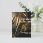 Champagne Flutes nieuwjaarsviering uitnodiging (Staand voorkant)