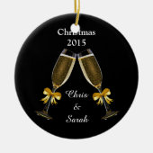 Champagne Flutes on Black Keramisch Ornament (Voorkant)