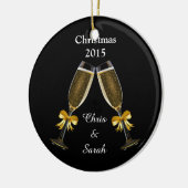 Champagne Flutes on Black Keramisch Ornament (Links)