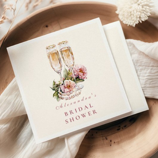 Champagne Flutes & Pearls Bridal Shower Servet
