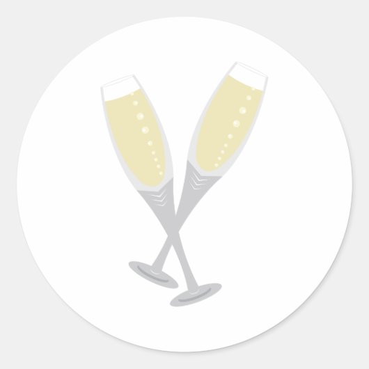 Champagne Flutes Ronde Sticker (Voorkant)