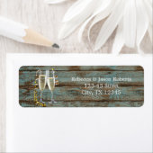 champagne flutes rustige blue barn bruiloft etiket (Insitu)