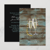 champagne flutes rustige blue barn bruiloft kaart (Voorkant / Achterkant)