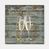 champagne flutes rustige blue barn bruiloft magneet (Voorkant)