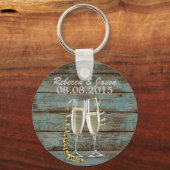 champagne flutes rustige blue barn bruiloft sleutelhanger (Voorkant)