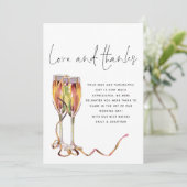 Champagne Flutes Script Photo Weddenschap Bedankkaart (Staand voorkant)