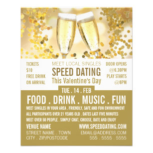 Champagne Flutes, Speed Dating Event Adverteren Flyer