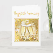 Champagne Flutes van 50th Jubileum voegen de Foto  Kaart (Voorkant)