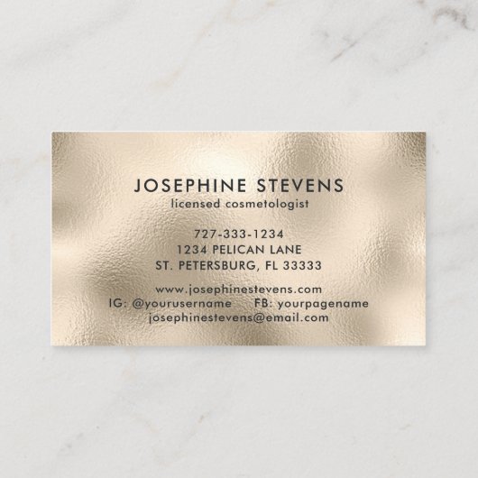 Champagne Folie Glitter Drift Script Typografie Visitekaartje (Achterkant)