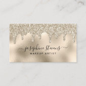 Champagne Folie Glitter Drift Script Typografie Visitekaartje (Voorkant)