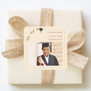 Champagne foto Afstudeerfeest Vierkante Sticker