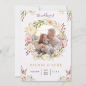 Champagne FOTO Bloemrijke Chic Bruiloft Kaart (Voorkant)