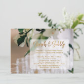 Champagne Foto Brunch & Bubbly Goud Handschrift Kaart (Staand voorkant)