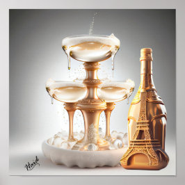 Champagne fountain - Gen AI Poster