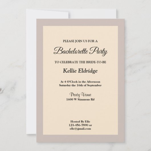 Champagne Framed Bachelorette Kaart (Voorkant)