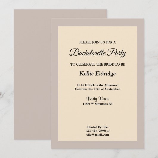 Champagne Framed Bachelorette Kaart (Voorkant / Achterkant)