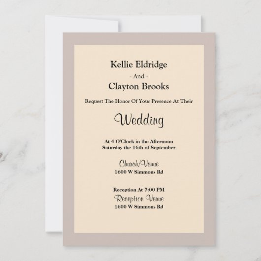 Champagne Framed Wedding Invitation Kaart (Voorkant)