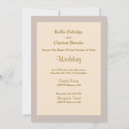 Champagne Framed Wedding Invitation Kaart