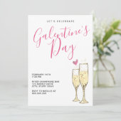 Champagne Galentines Day Kaart (Staand voorkant)