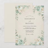 Champagne Gedempte Eucalyptus Loof Bruiloft Kaart (Voorkant / Achterkant)