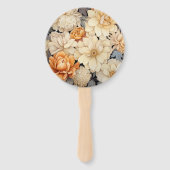 Champagne gekleurde bloemenbruiloft handwaaier (Achterkant)