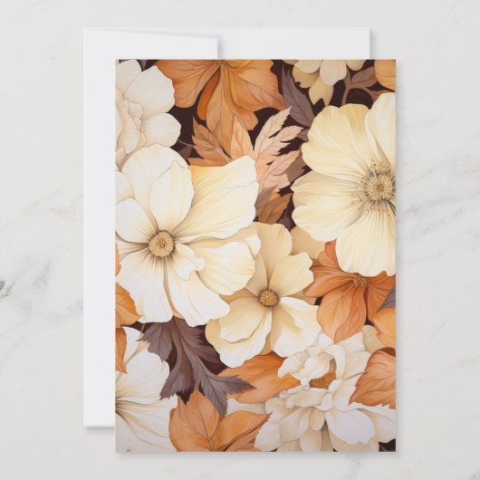 Champagne gekleurde bloemenbruiloft kaart (Achterkant)