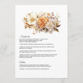 Champagne gekleurde bloemenbruiloft menu (Achterkant)