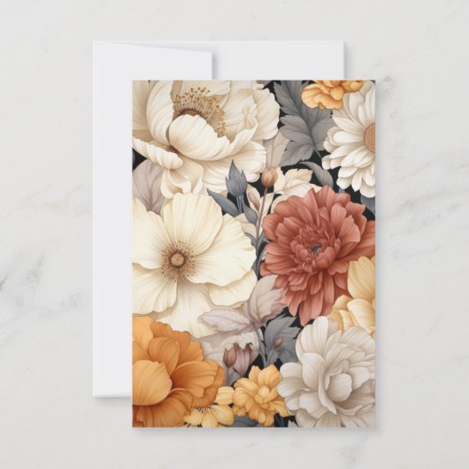 Champagne gekleurde bloemenbruiloft RSVP kaartje (Achterkant)