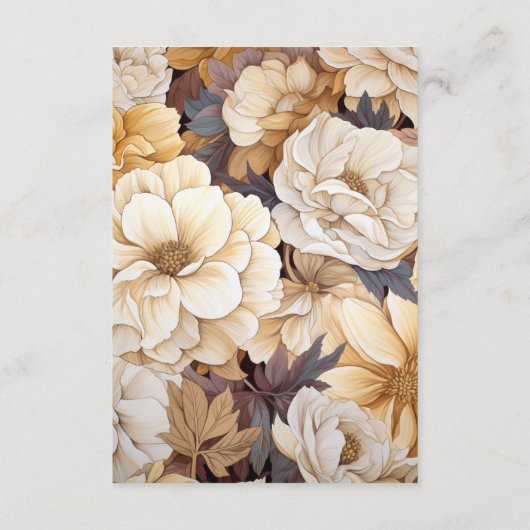 Champagne Gekleurde Floral bruiloft Gast Details Informatiekaartje (Achterkant)