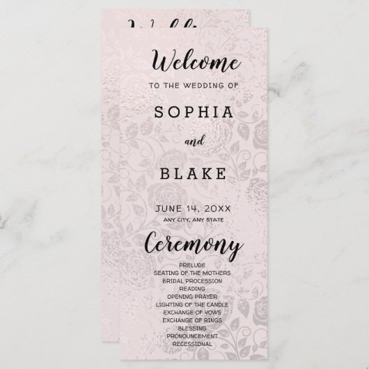 Champagne gekleurde Rozen bruiloft programma (Voorkant / Achterkant)