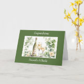 Champagne gepersonaliseerde bruiloft Wenskaart Kaart (Gele Bloem)