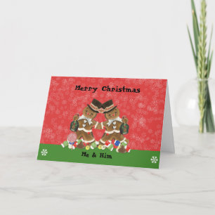 Champagne Gingerbread Man Kerst Kaart Gay Mannen