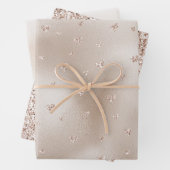 Champagne Glam Blush Glitter Hearts    Inpakpapier Vel (In situ)