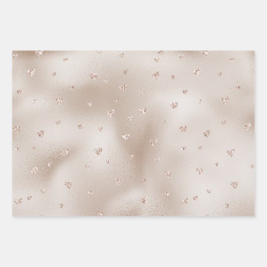Champagne Glam Blush Glitter Hearts    Inpakpapier Vel (Voorkant)