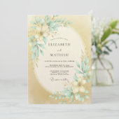 Champagne Glanzende Lente Bruiloft Kaart (Staand voorkant)
