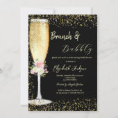 Champagne Glas Bloemen Diamanten Kaart (Voorkant)