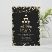 Champagne glas cocktail sterren vakantie kaart (Staand voorkant)