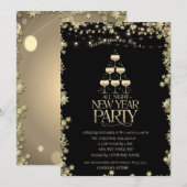 Champagne glas cocktail sterren vakantie kaart (Voorkant / Achterkant)