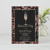 Champagne Glas Glitter Wervelt Pensioen Kaart (Staand voorkant)