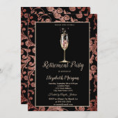 Champagne Glas Glitter Wervelt Pensioen Kaart (Voorkant / Achterkant)