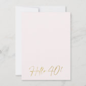 Champagne Glas Gouden Kalligrafie 40e Verjaardag Kaart (Achterkant)