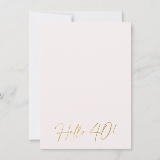 Champagne Glas Gouden Kalligrafie 40e Verjaardag Kaart (Achterkant)