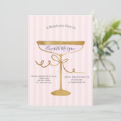 Champagne Glas Roze Strepen Bachelorette Kaart (Staand voorkant)