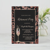 Champagne Glas Sparkle Swirls Pensioenfeest Kaart (Staand voorkant)