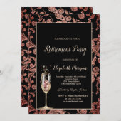 Champagne Glas Sparkle Swirls Pensioenfeest Kaart (Voorkant / Achterkant)