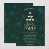 Champagne glas sterren cocktail kerst kaart (Voorkant / Achterkant)