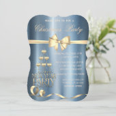 Champagne glas strik blauw metallic kerst kaart (Staand voorkant)