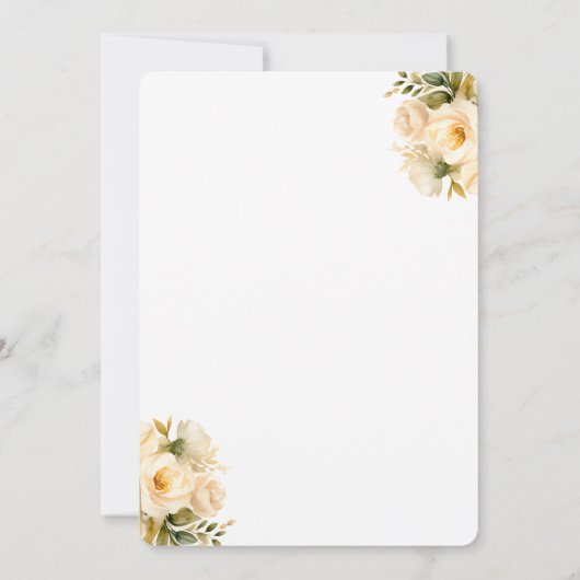 Champagne glas witte rozen bruids lunch kaart (Achterkant)